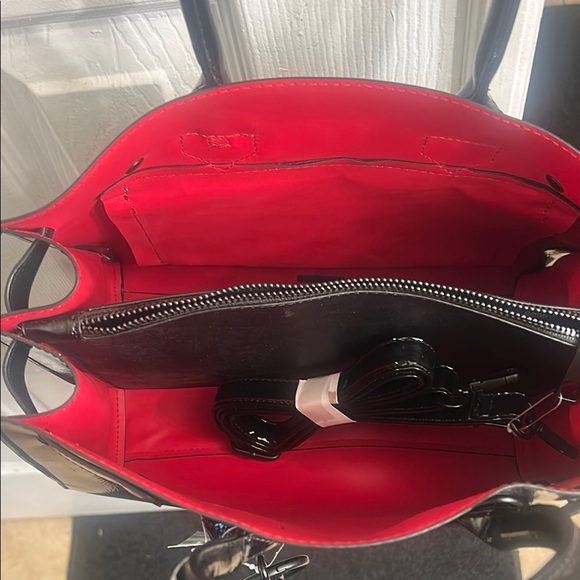 Aldo Black and Red Tote Bag with Leather Handles - Picture 3 of 7